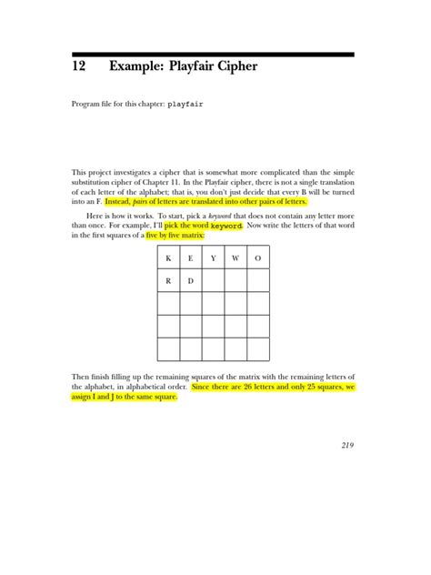 Playfair Cipher Examples | PDF | Matrix (Mathematics) | Letter Case