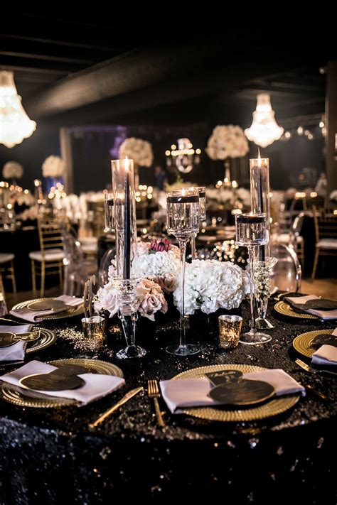 This luxe birthday party design has a classy 70s theme design with a gold and black color ...