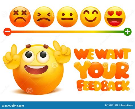 Feedback Emoji Concept. Rank of Satisfaction Rating. User Experience. Review of Consumer Stock ...