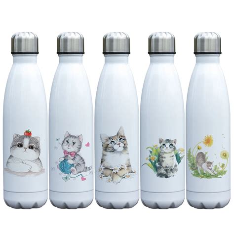 17oz Print Bottle Lovely Cats Design Insulated Double Walled Stainless ...