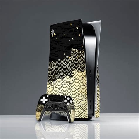 PS5 Skin Black Playstation 5 Skin Wave Sky Stars Console and Controller ...