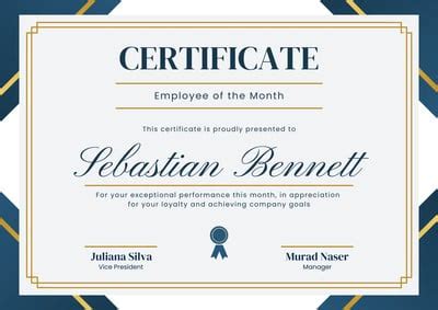 Free printable employee of the month certificate templates | Canva