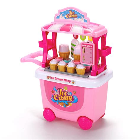 SOKA® 27 pcs Ice Cream Trolley Shop Cart Toy for Children Pretend Play ...