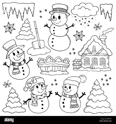 Winter theme drawings 2 Stock Photo - Alamy