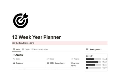 12 Week Year Planner | Notion Template