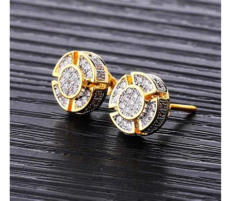 10mm Hip Hop Earrings Silver Gold Color Metal Alloy Diamond Earring Me – Gold Diamond Shop