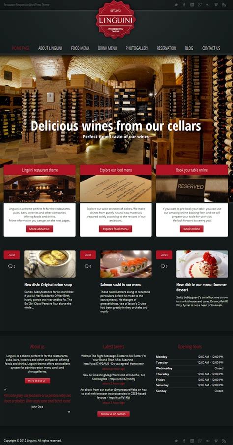 Responsive Restaurant Wordpress Theme - Linguini