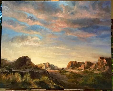 Oil painting of desert sunset. Appreciate your feedback and critique! : r/oilpainting