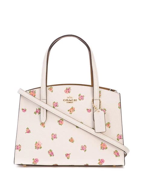 COACH Floral Print Tote Bag in White | Lyst