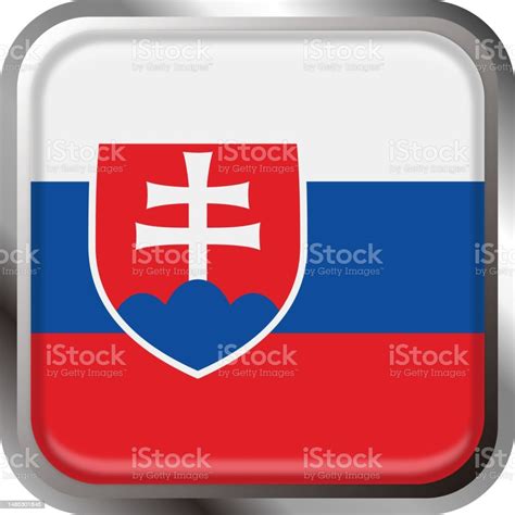 Slovakia National Flag Icon Vector Illustration Material Stock ...