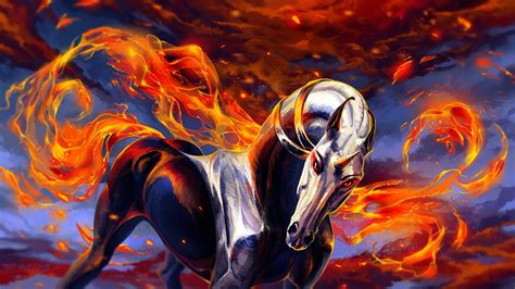 2891x1662 / fantasy, horse, orange, unicorn - Coolwallpapers.me!