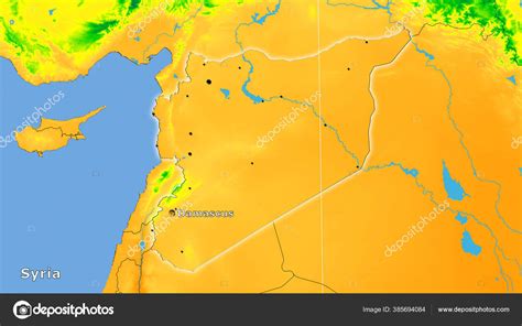 Syria Area Annual Temperature Map Stereographic Projection Main ...