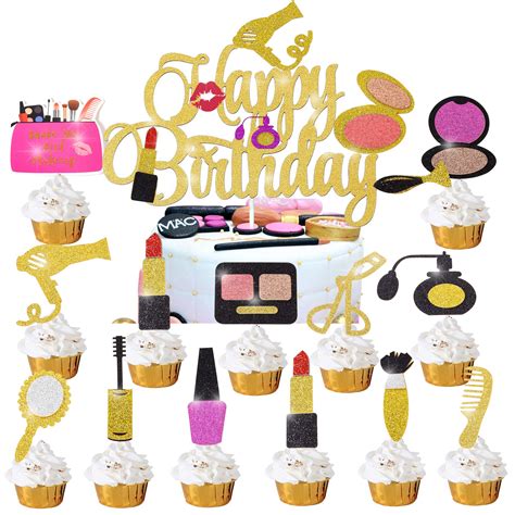 Buy Spa Makeup Cake Cupcake Topper Decorations for Girls Women Happy ...