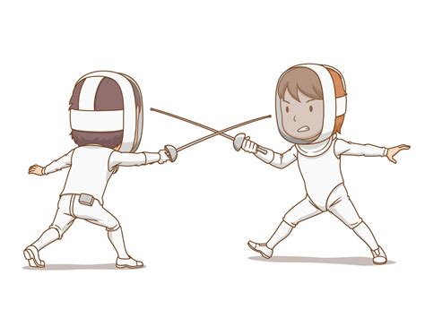 Cartoon illustration of fencing athletes. 4903197 Vector Art at Vecteezy