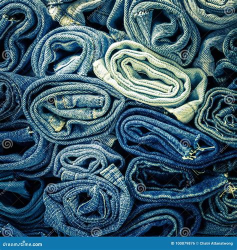 Stack of roll denim fabric stock photo. Image of background - 100879876