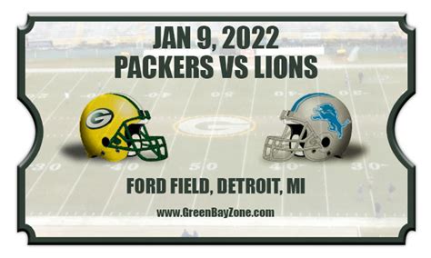 Green Bay Packers vs Detroit Lions Football Tickets | 01/09/22