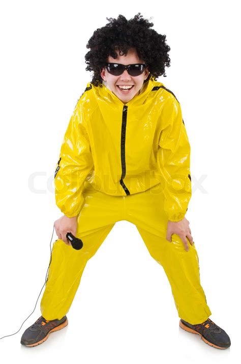 Man in yellow suit isolated on white | Stock image | Colourbox