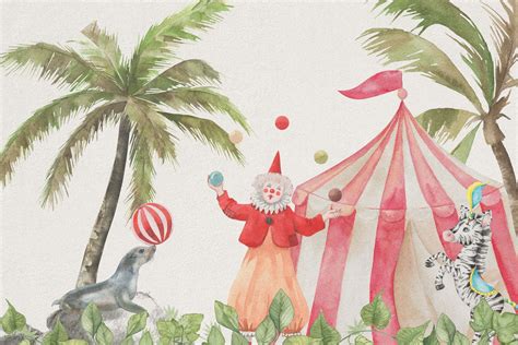 Cheerful circus animals - Photo Wallpaper