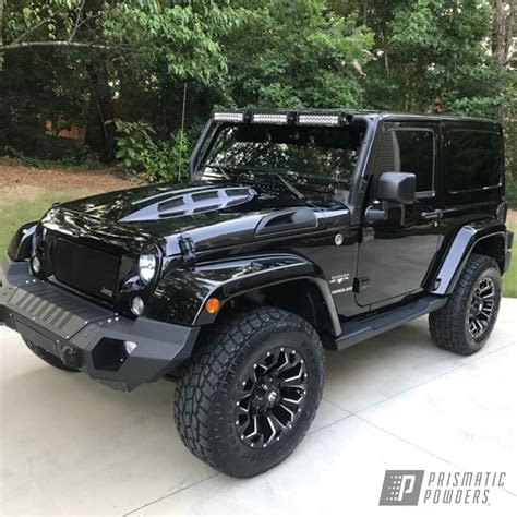 Refinished Jeep Wrangler Bumper coated in Black Satin Texture | Prismatic Powders