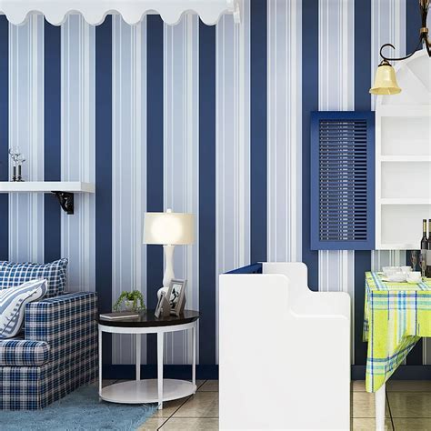 beibehang wallpaper simple blue and white vertical stripes background wallpaper the living room ...