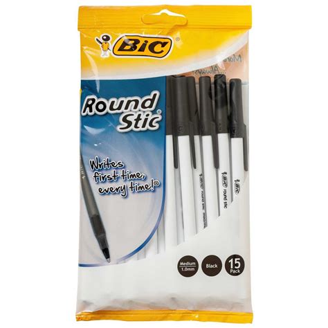 Bic Round Stic Black Pens 15 Pack | BIG W