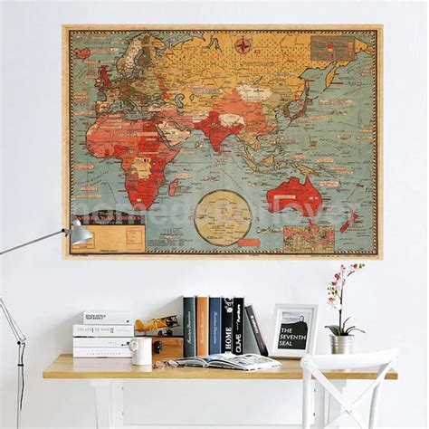 Large World Map Wall Sticker Removable Vinyl Art Mural Home Office ...