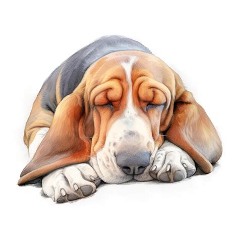 Premium AI Image | Watercolor Basset Hound clipart white background