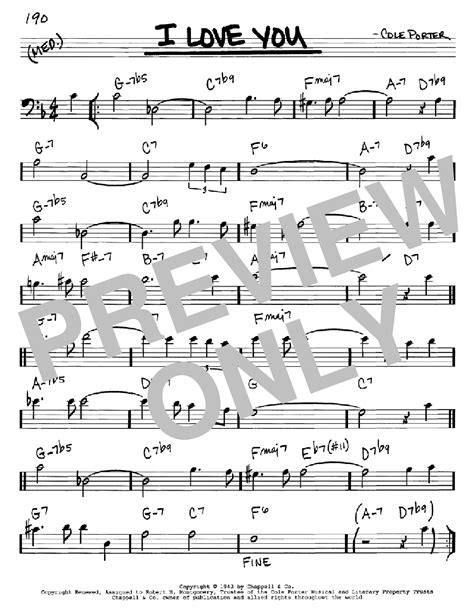 I Love You sheet music by Cole Porter (Real Book - Melody & Chords - Bass Clef Instruments – 62082)