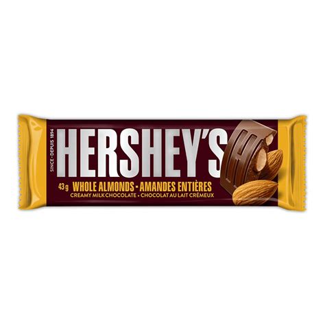 HERSHEY'S Creamy Milk Chocolate with Almonds Candy Bar, 43g