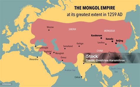 Map Of The Mongol Empire Stock Illustration - Download Image Now - Asia ...