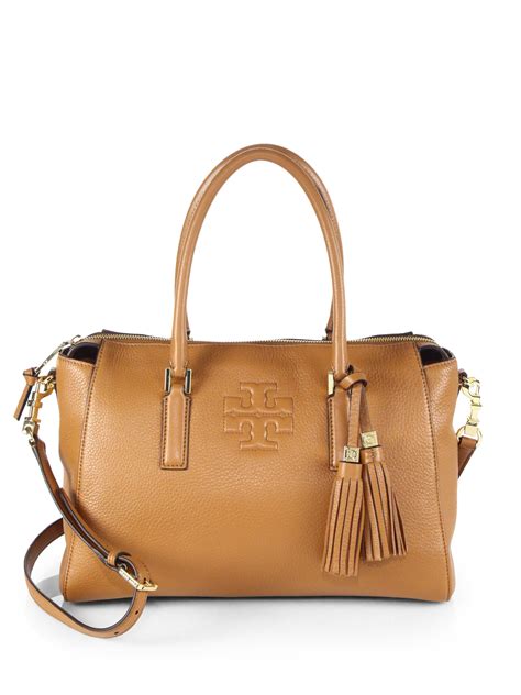 Tory Burch Thea Zip Satchel in Brown - Lyst