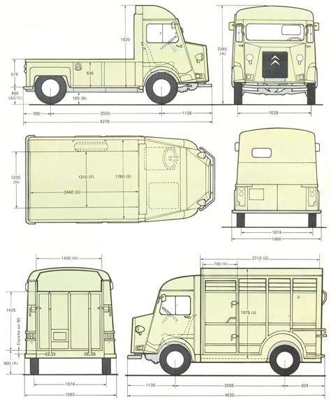 Citron H From blueprint #blueprint #citron Citroen Type H, Citroen H Van, Citroen Car, Models ...