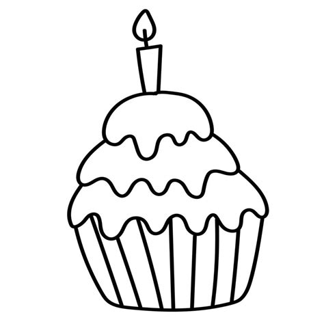 Doodle sticker with cute birthday cake 10652585 Vector Art at Vecteezy