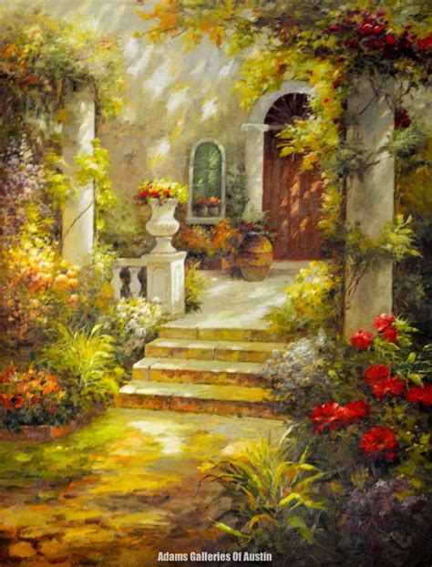 Artist: Emerging Artist Title: Italian Courtyard Size: 36x48 Oil Painting on Canvas | Tuscan art ...