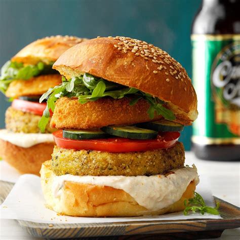 Falafel Chicken Burgers with Lemon Sauce Recipe | Taste of Home