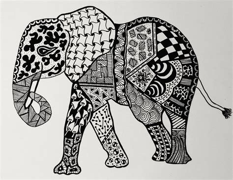 My 3rd of 3 zentangle inspired elephants. | Zentangle artwork ...