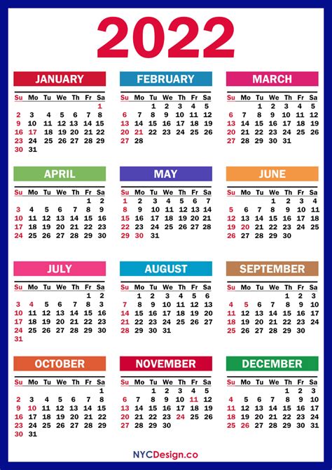 2022 Calendar with Holidays | Calendar printables, Free printable ...