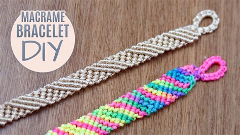 DIY Diagonal Striped Macramé Bracelet Easy Tutorial - YouTube