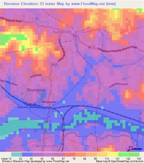 Elevation of Shoranur,India Elevation Map, Topography, Contour