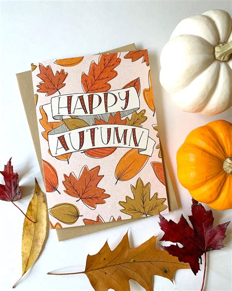 Happy Autumn Card Happy Fall Greeting Card Illustrated - Etsy