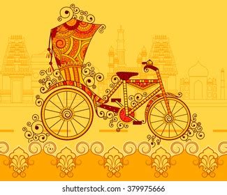 Vector Design Cycle Rickshaw Indian Art Stock Vector (Royalty Free ...