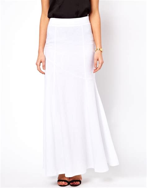 ASOS Collection Maxi Skirt in Linen in White - Lyst