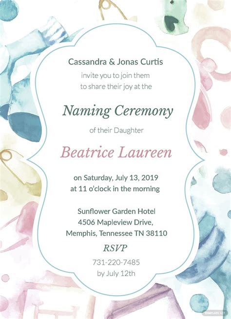 Naming Ceremony Invitation Template in Illustrator, Word, Publisher, PSD, Pages - Download ...