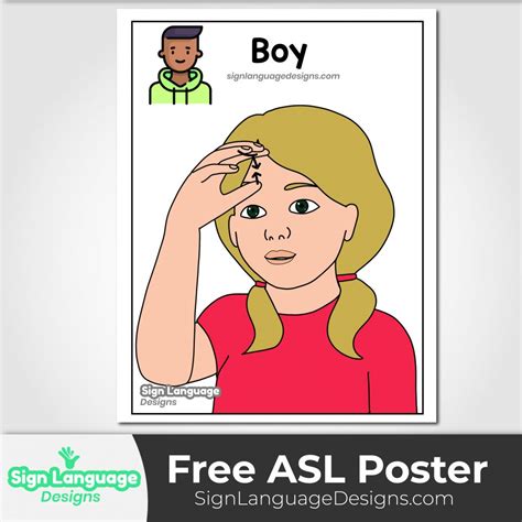 Free ASL Sign Poster - BOY - Sign Language Designs