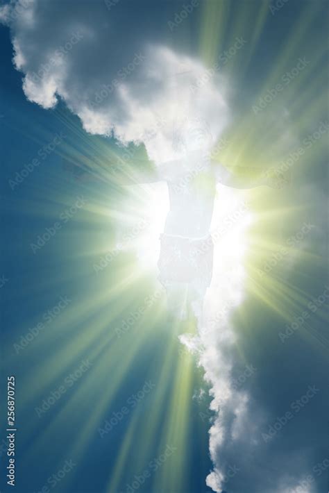 Jesus Christ in the sky with flashes of divine light - Jesus Christ in ...