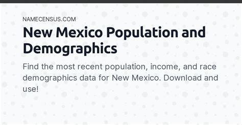 New Mexico Demographics 2024 (Income, Race, Population)