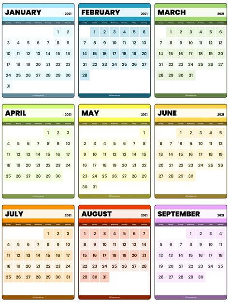 Printable Calendars – ESL Flashcards