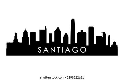 Santiago Skyline Silhouette Black Santiago City Stock Vector (Royalty ...