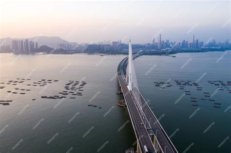 Premium Photo | Hong kong- 16 october 2018: aerial view of shenzhen bay bridge