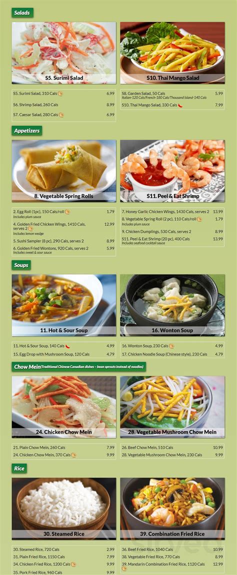 Mandarin Restaurant menu in North York, Ontario, Canada